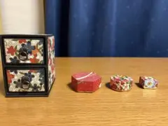 和柄 ミニ箪笥 小物入れ 2段 小箱セット