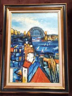 H43コレクション品✨油絵 香港 ビクトリアハーバ アンティーク インテリア H43コレクション品✨油絵 香港 ビクトリアハーバ アンティーク
