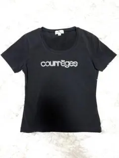 courrèges クレージュ 半袖Tシャツ ブラック ロゴプリント 38 - メルカリ