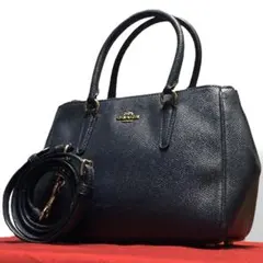 コーチ　ショルダーバッグ　2way　ゴールド金具　レザー　ネイビー　F44962