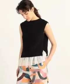 【美品】Ballsey バルキーヤーンジャージーコンビ ノースリーブプルオーバー