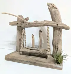 流木のブランコ型名刺スタンド