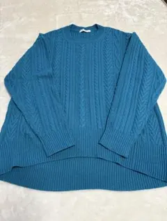 chocoI raffineターコイズ ケーブル編み ニットセーター 長袖 F