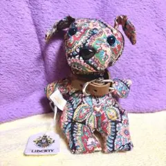 【タグ付き】希少 リバティ LIBERTY 花柄 ぬいぐるみ いぬ 犬ベルト付き