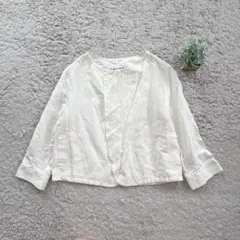 【GEORGES RECH】麻混 シャツジャケット 薄手 羽織り 7分袖 M