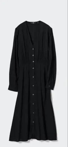 新品タグ付き　UNIQLO ユニクロ　 Vネックフレアワンピース　ゆったり