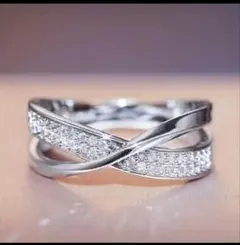 ①j→→→m16-aダイヤモンドCZエックスリングシルバー仕上げ