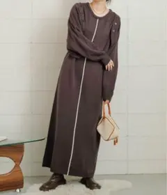 Bab bab バブ　ボレロセットセンターラインロングワンピース　ニットワンピ