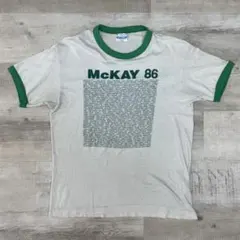古着 80s 「McKAY 86」 USA製 リンガーTシャツ L グリーンのサムネイル
