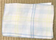 ガーゼ生地 タオル手拭い青と緑のチェック柄
