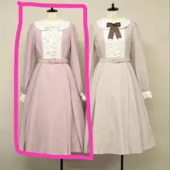 Amavel クラシカルラメストライプミディ丈ワンピース ピンク