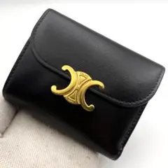 セリーヌ スモールフラップウォレット 財布 トリオンフ レザー ブラック 黒のサムネイル