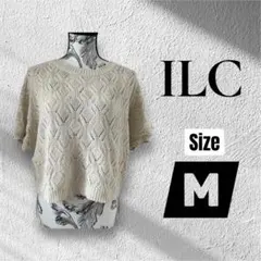 ILC 透かし編み 半袖ニット Mサイズ　アイボリー