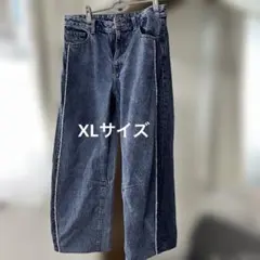 GU ジーユー バレルレッグジーンズ　ツートン 2トーン