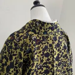 アンティーク長羽織　身丈88cm ちりめん　薔薇　しつけ糸付　正絹　N5-25