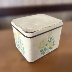 アンティーク ブリキ缶 ローズ柄
