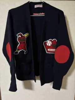 激レア 美品！80s ミキハウス カーディガン 赤 M 野球 ベースボール