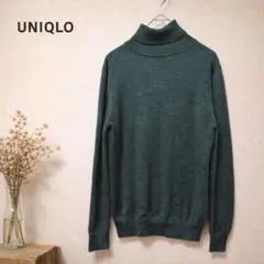 UNIQLO ダークグリーン タートルネックセーター ウール ユニクロ