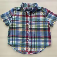 美品Ralph Lauren チェック柄ボタンダウン 半袖シャツ キッズ90cm