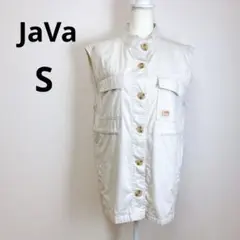 JaVa スタンドカラーミリタリーベスト コットン S
