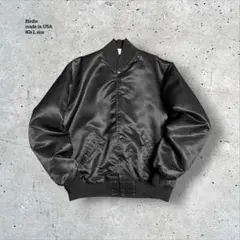 80s古着Birdie USA製 サテンスタジャン ブラック Lサイズ