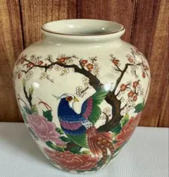 九谷焼 清峰作 花鳥柄 花瓶