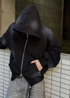 【EPNK】Cropped spray zip hoodie