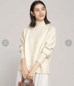 nano universe バックスリットタートルニット フリー ホワイトフリー