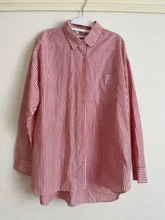 UNIQLO ストライプシャツ 赤×白 XLサイズ カジュアル 春服