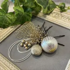 ドライフラワー髪飾り　結婚式成人式卒業式七五三髪飾り　かすみ草&水引き和玉2種