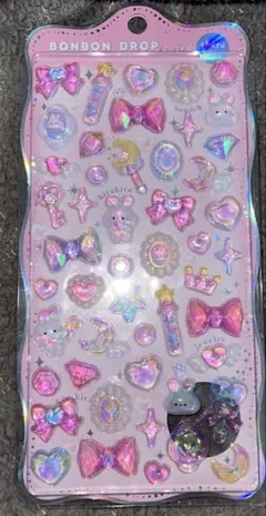 正規品　ボンボンドロップシール　ピンク　宝石　シール　ステッカー　ちゅるきら