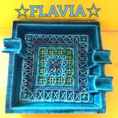 【 美品 】イタリア製 FLAVIA MONTELUPO 幾何学模様 「ネコ」 青色の猫型陶器イタリア製 FLAVIA MONTELUPO 幾何学模様 「ネコ