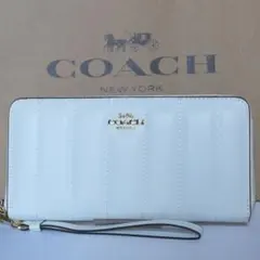 コーチ COACH キルティング長財布 ラウンドジップ C4454 ホワイト 