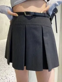 【EMODA】ストライプ プリーツミニスカートのサムネイル