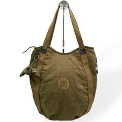 美品　Kipling キプリング　トートバッグ　肩掛け　カーキ　ナイロン