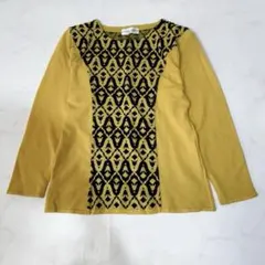 ヴィンテージ レトロ 幾何学柄 ウール ニット イタリア製 イエロー