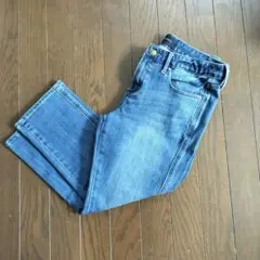 美品ストレッチデニムパンツ レディースショートパンツインディゴ シンプル 652のサムネイル