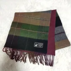 美品　カシミヤブレンド マフラー エンジ　緑　灰　ベージュ　チェック柄
