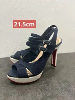 DIANA ネイビー デニム オープントゥサンダル