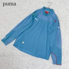 【L】puma プーマ　スポーツウェア　長袖シャツ　刺繡ロゴ　青　プルオーバー