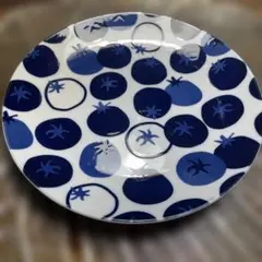 centuryトマト柄 青白 陶器皿 直径約19.5cmのサムネイル