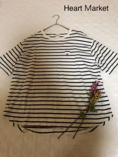 ★ハートマーケット★Ｆサイズ ボーダーＴシャツ★（ブラック×アイボリー）