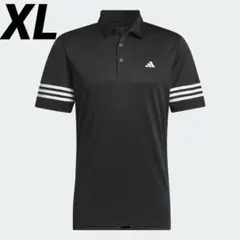 （XL）アディダス ゴルフウェア 半袖シャツ 3ストライプ ブラック 新品未使用