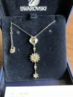 美品 スワロフスキー セグメント ネックレス 大ぶり ゴールド シルバー 