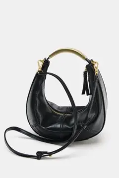 ★ZARA★メタルハンドル付き*オーバルバッグ ブラック