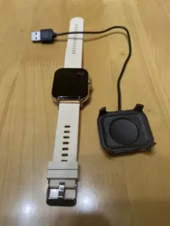 ホワイト スクエアスマートウォッチ 本体