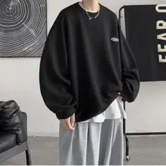 メンズ 長袖トレーナー プルオーバー ブラック