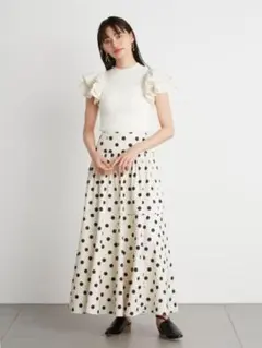 LILYBROWN ボリュームタフタロングスカート ドット フレアスカート Mのサムネイル