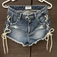 最終値下げ GYDA デニムショートパンツ サイドレースアップのサムネイル