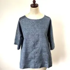 着物リメイク　大島紬　ブルーグレー　トップス　プルオーバー(266)